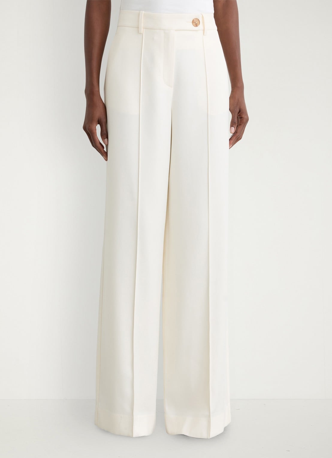 Reiss High waist wide fit pantalon met steekzakken - detail 3 creme