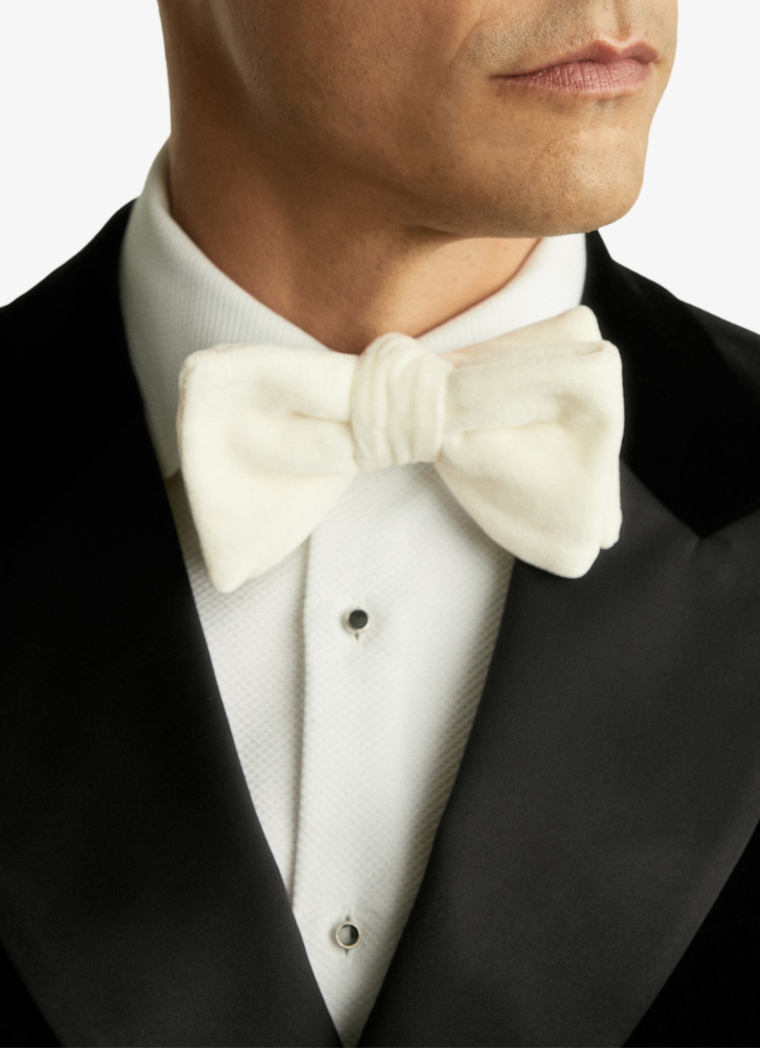 Reiss Hike vlinderdas van fluweel - voorkant 2 ivory / wit