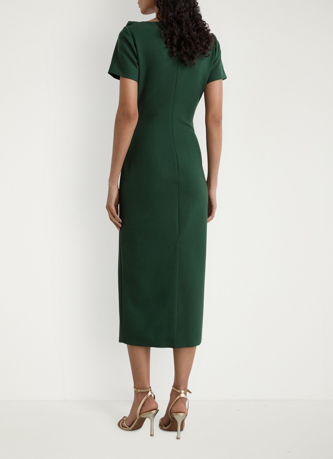 Reiss Hilary midi jurk met geplooid detail - achterkant 3 zeegroen
