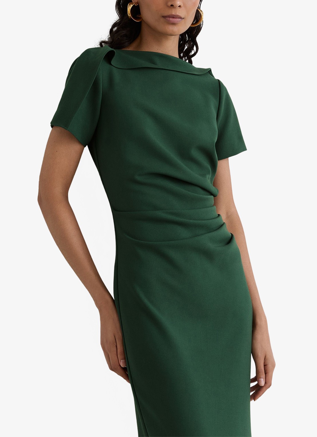 Reiss Hilary midi jurk met geplooid detail - detail 4 zeegroen