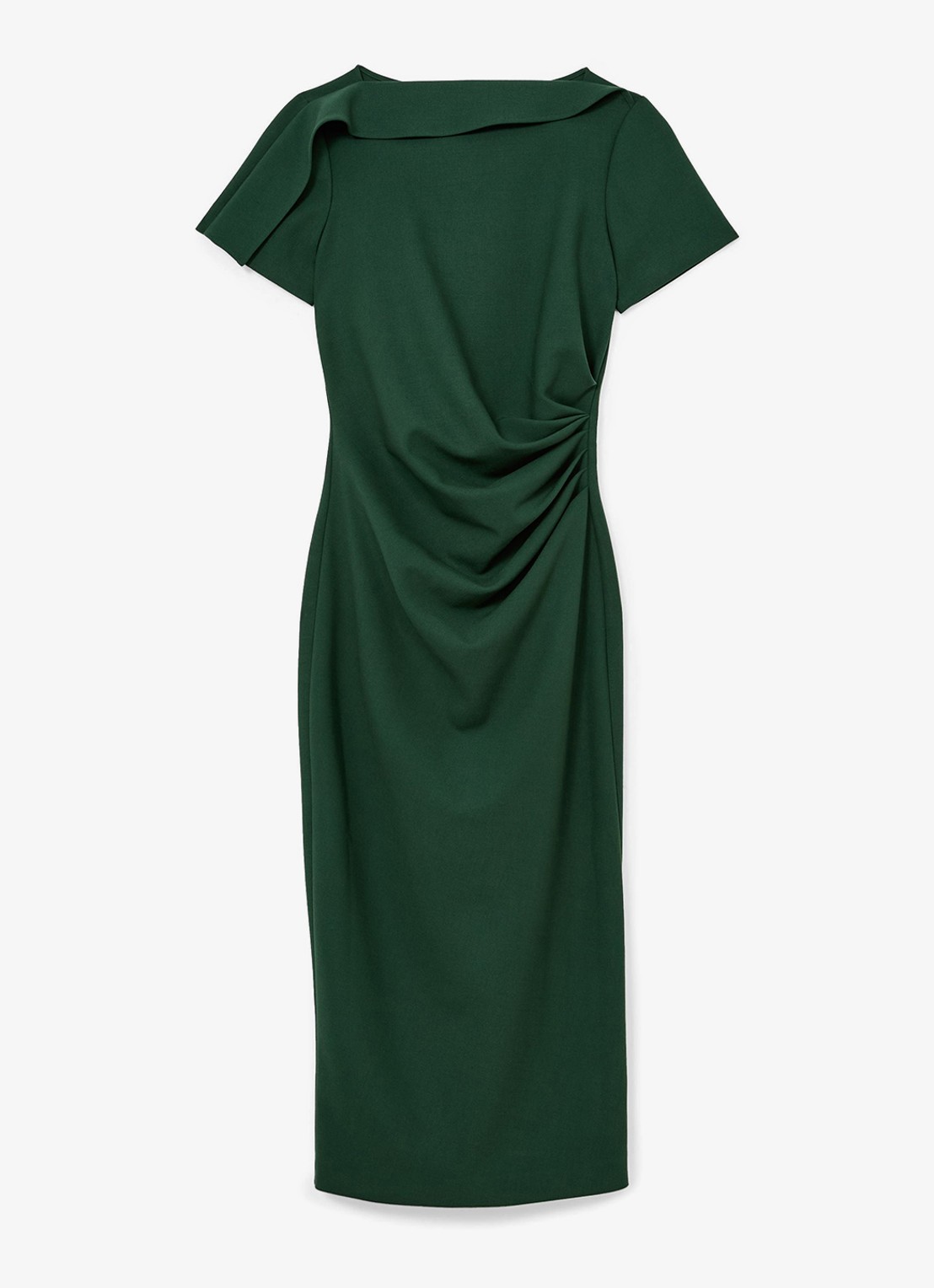 Reiss Hilary midi jurk met geplooid detail - voorkant zeegroen