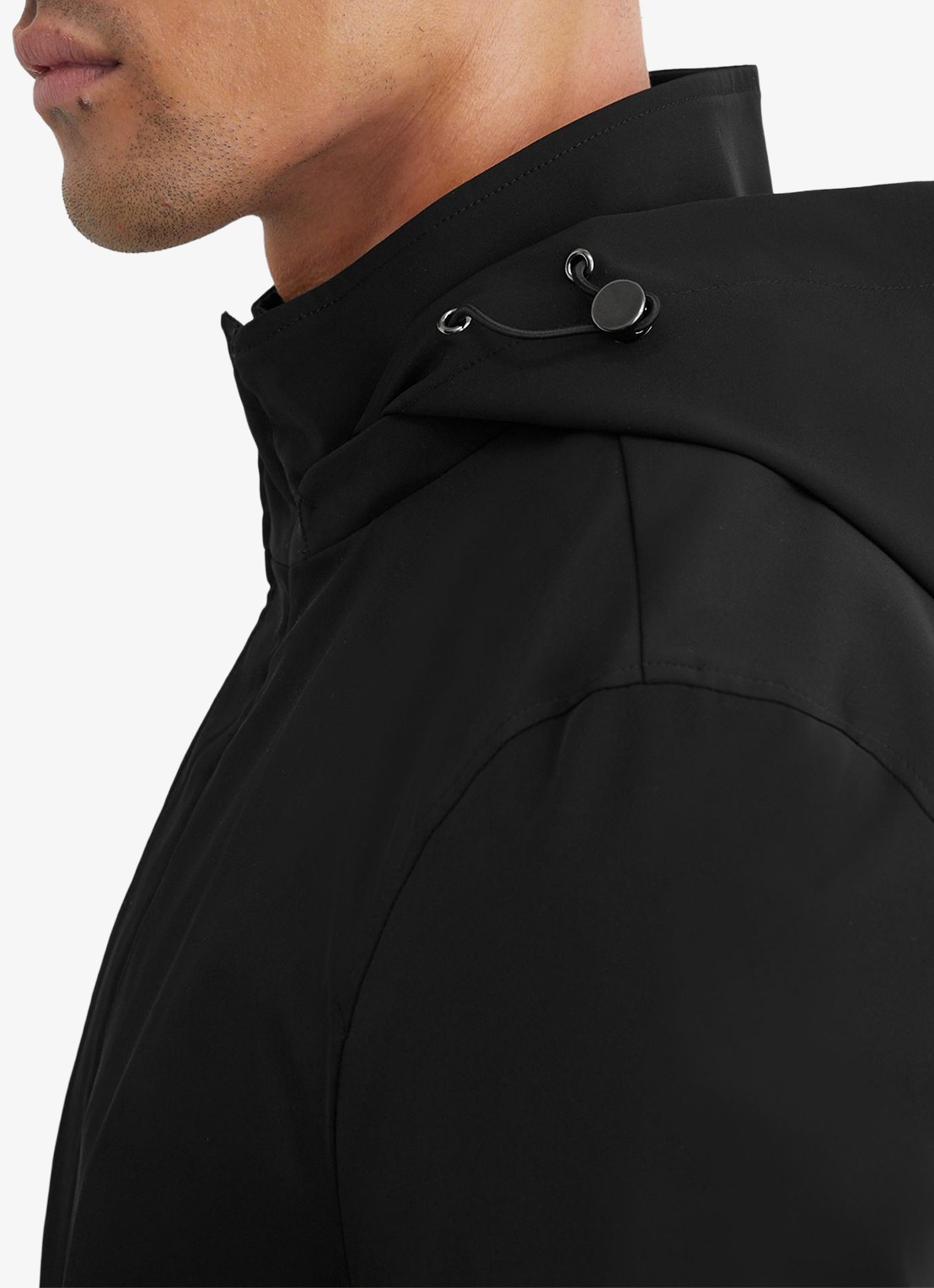 Reiss Hilson hybride mantel met gilet-inzet en afneembare capuchon - detail 3 black / zwart