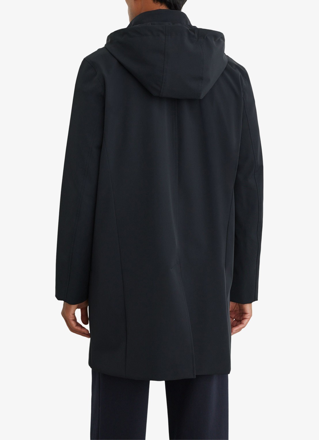 Reiss Hilson hybride mantel met gilet-inzet en afneembare capuchon - achterkant 7 donkerblauw