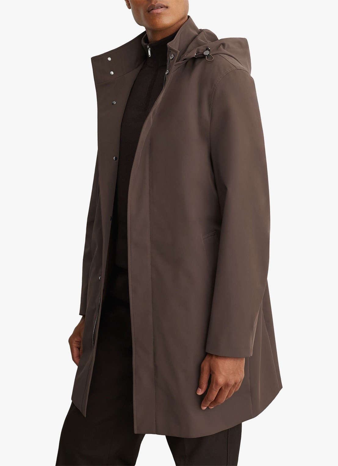 Reiss Hilson hybride mantel met gilet-inzet en afneembare capuchon - detail 6 bruin