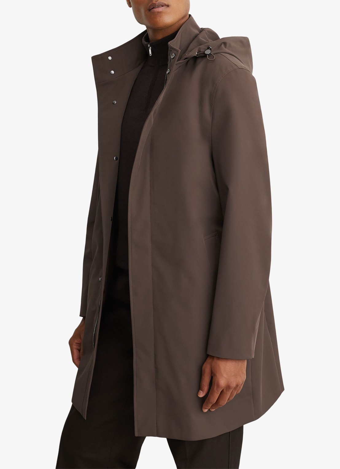 Reiss Hilson hybride mantel met gilet-inzet en afneembare capuchon - detail 3 bruin