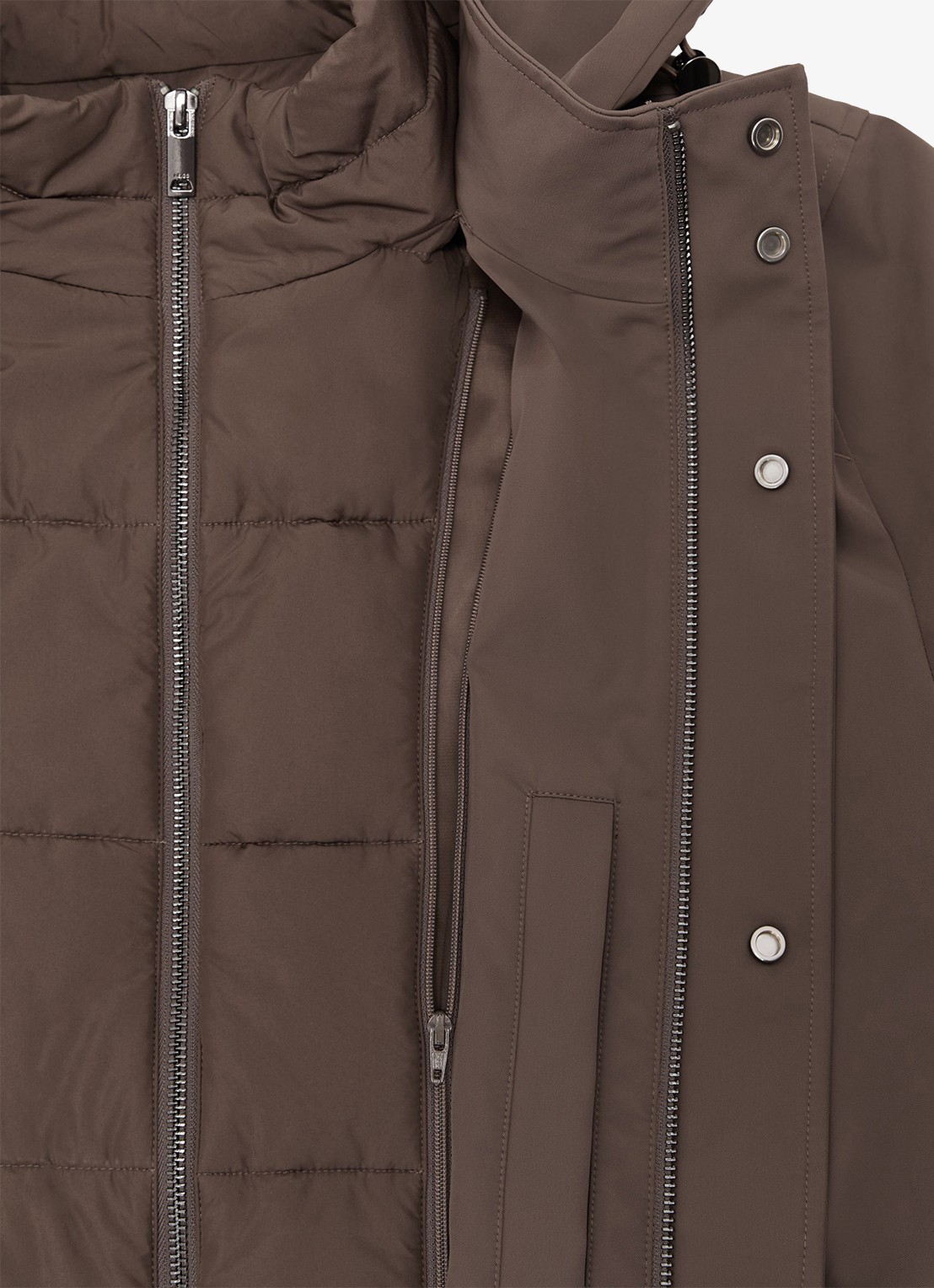 Reiss Hilson hybride mantel met gilet-inzet en afneembare capuchon - detail 7 bruin