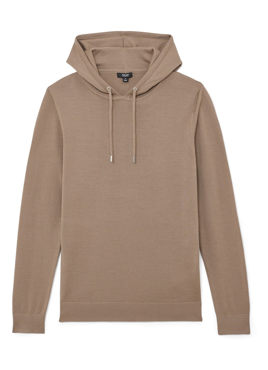 Reiss Holland hoodie van merino wol  - voorkant camel