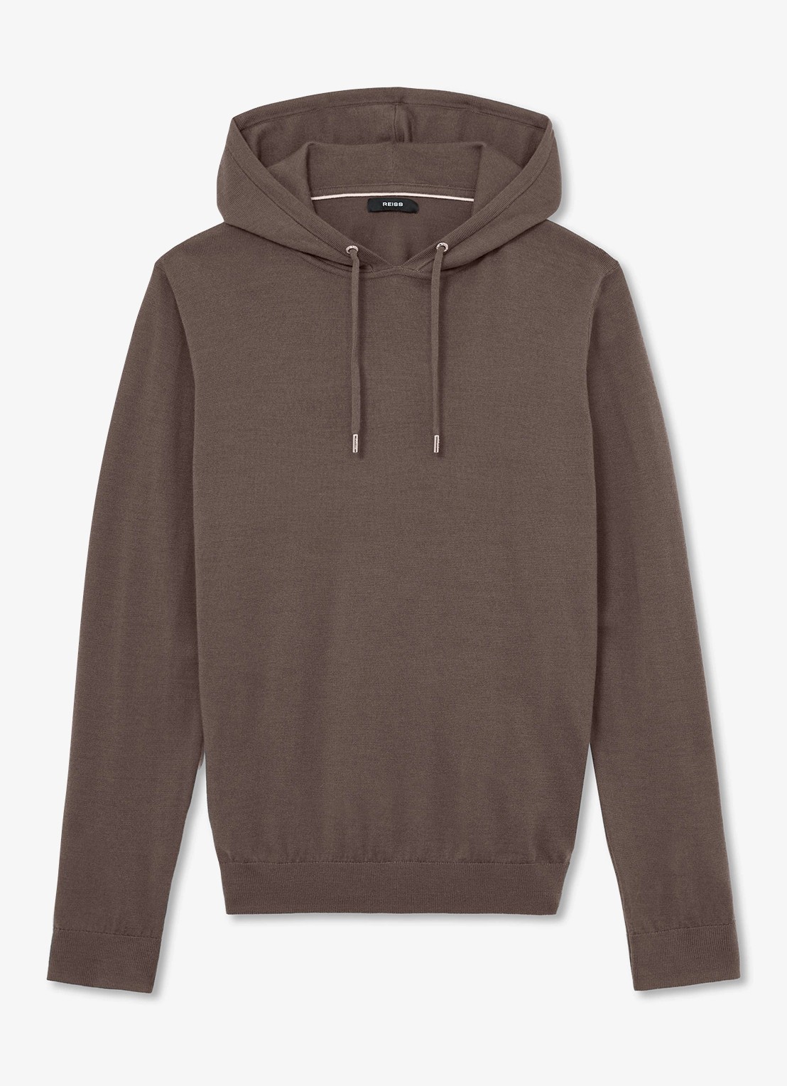 Reiss Holland hoodie van merino wol - voorkant 4 bruin