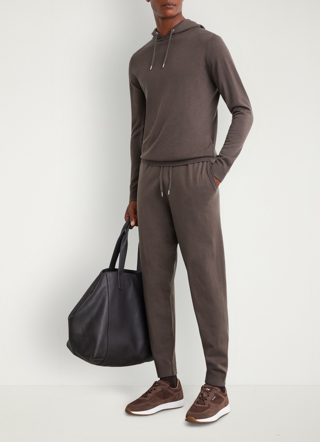 Reiss Holland hoodie van merino wol - voorkant 5 bruin