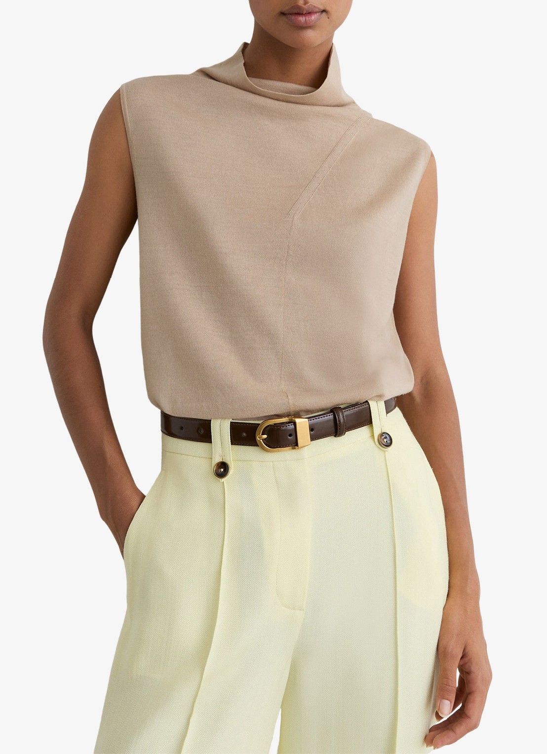 Reiss Honey top van wol met col - detail 4 beige