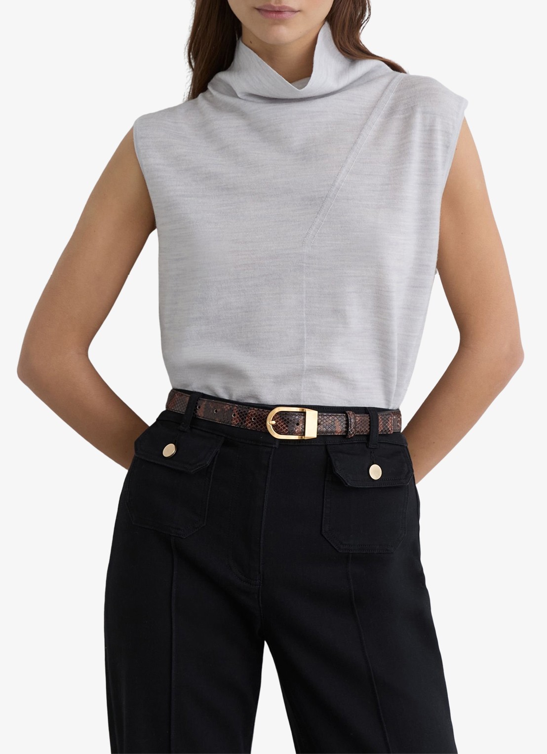 Reiss Honey top van wol met col - detail 2 grijs