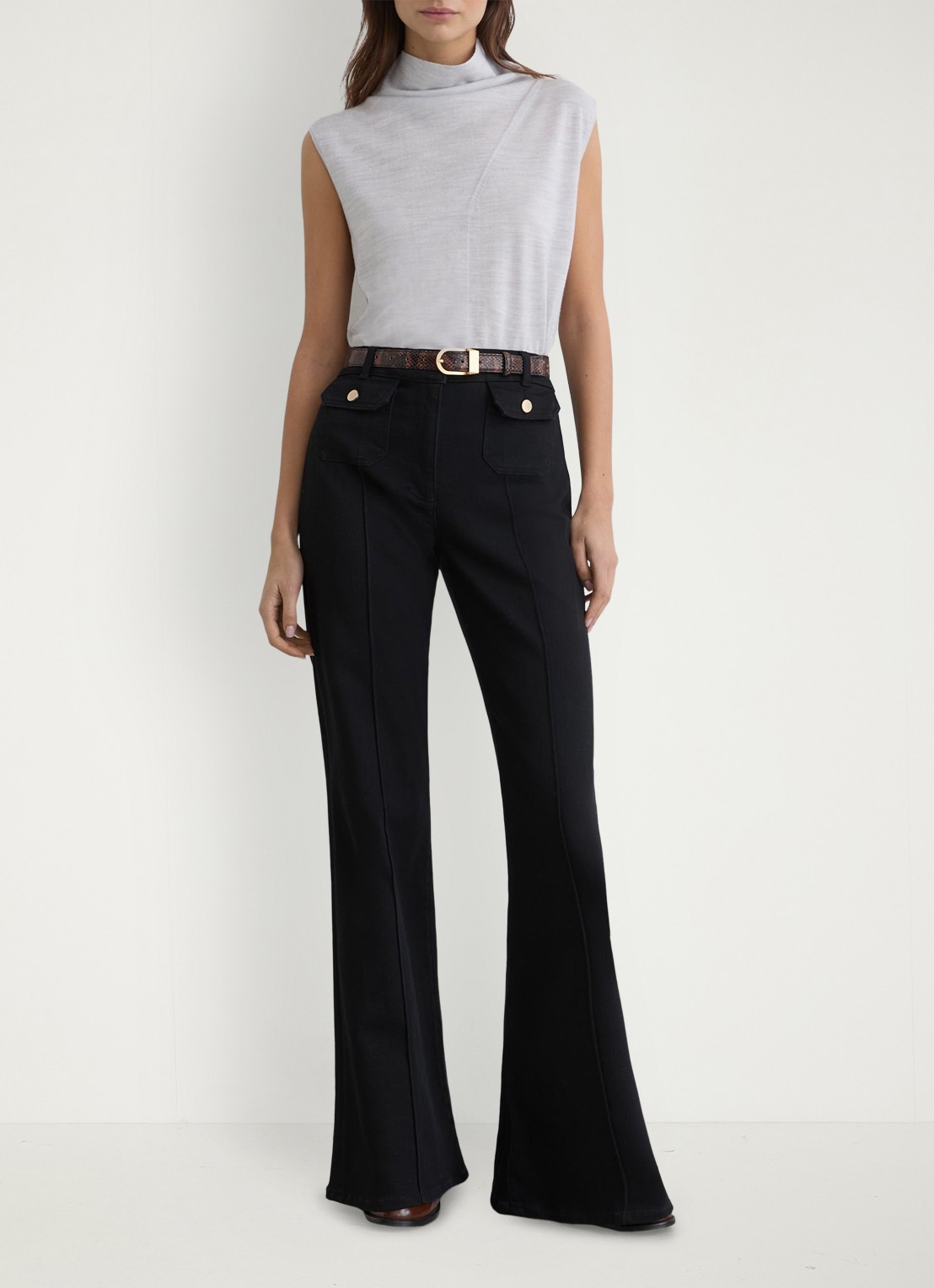 Reiss Honey top van wol met col - voorkant 6 grijs