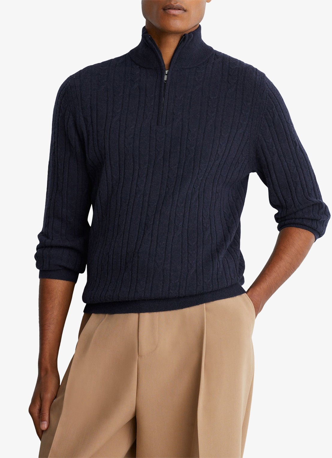 Reiss Howard fijngebreide trui van kasjmier - detail 2 navy / blauw