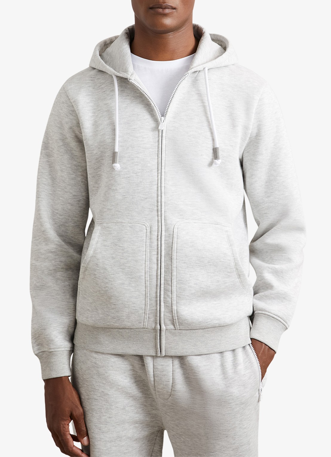 Reiss Howel sweatvest met capuchon  - detail 3 soft grey / grijs