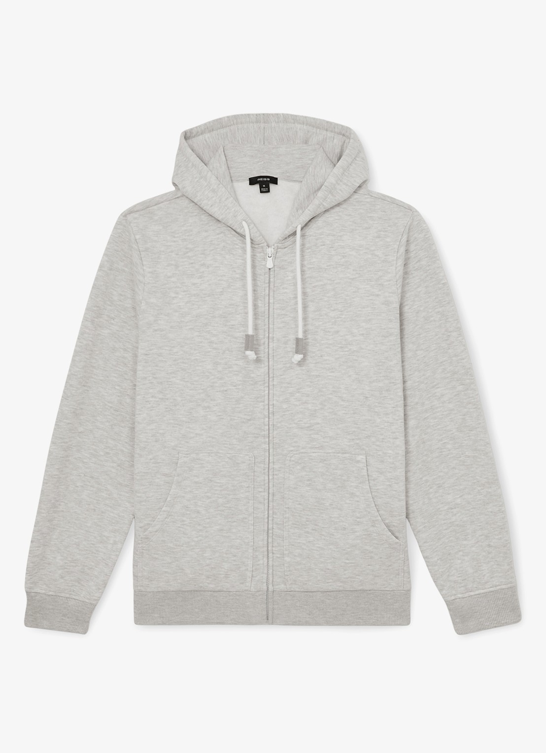 Reiss Howel sweatvest met capuchon  - voorkant soft grey / grijs