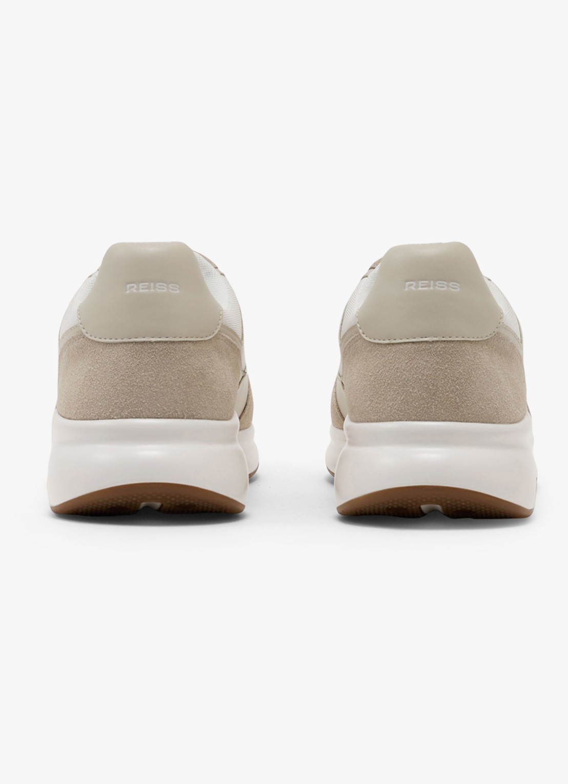 Reiss Hudson sneakers van leer met suéde details - achterkant 5 gebroken wit