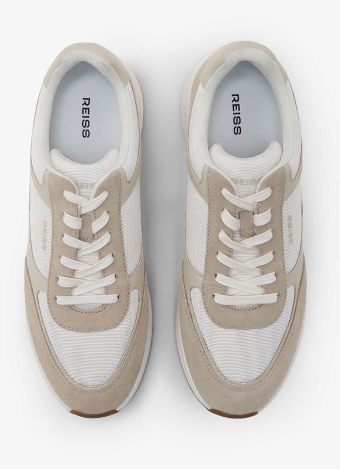 Reiss Hudson sneakers van leer met suéde details - detail 2 gebroken wit