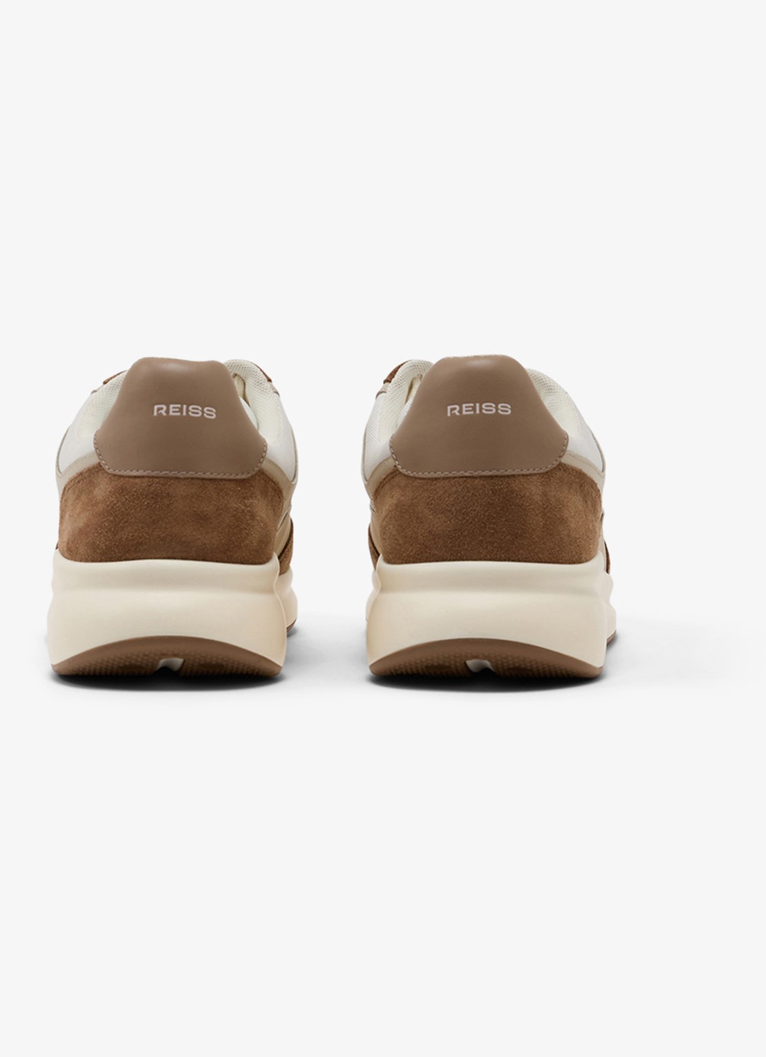 Reiss Hudson sneakers van leer met suéde details - achterkant 3 camel