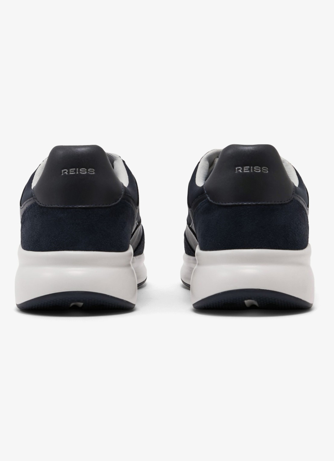 Reiss Hudson sneakers van leer met suéde details - achterkant 5 dark navy / blauw
