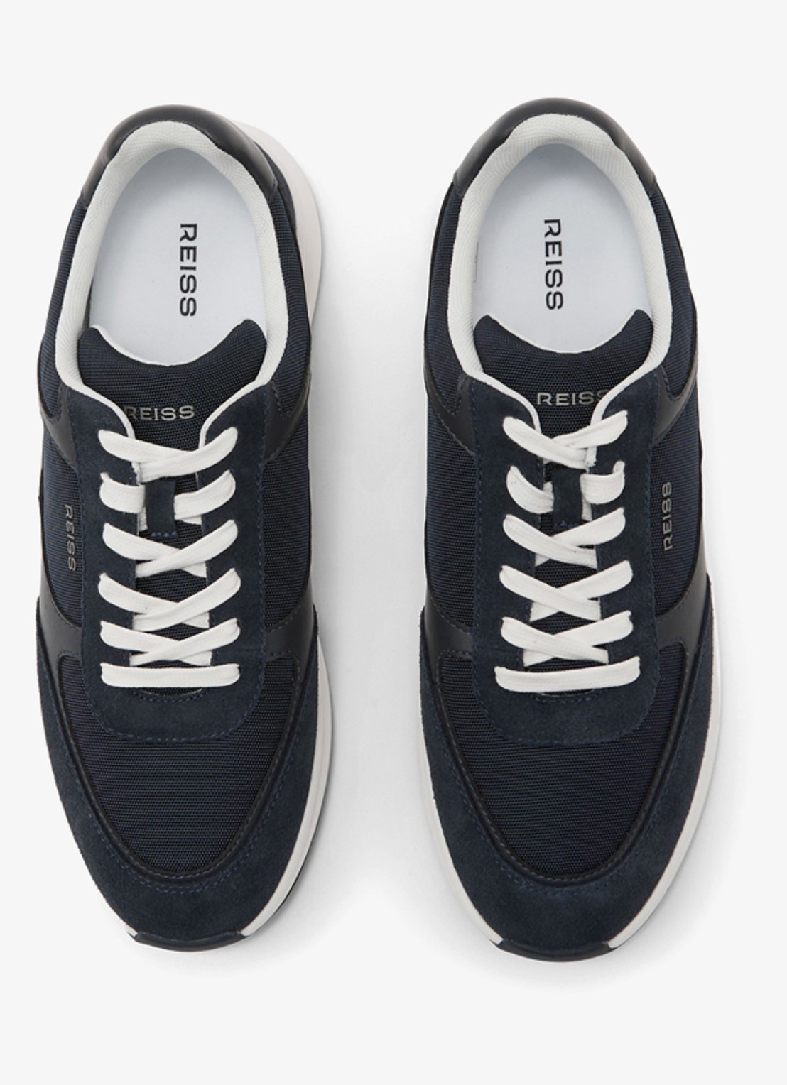 Reiss Hudson sneakers van leer met suéde details - detail dark navy / blauw