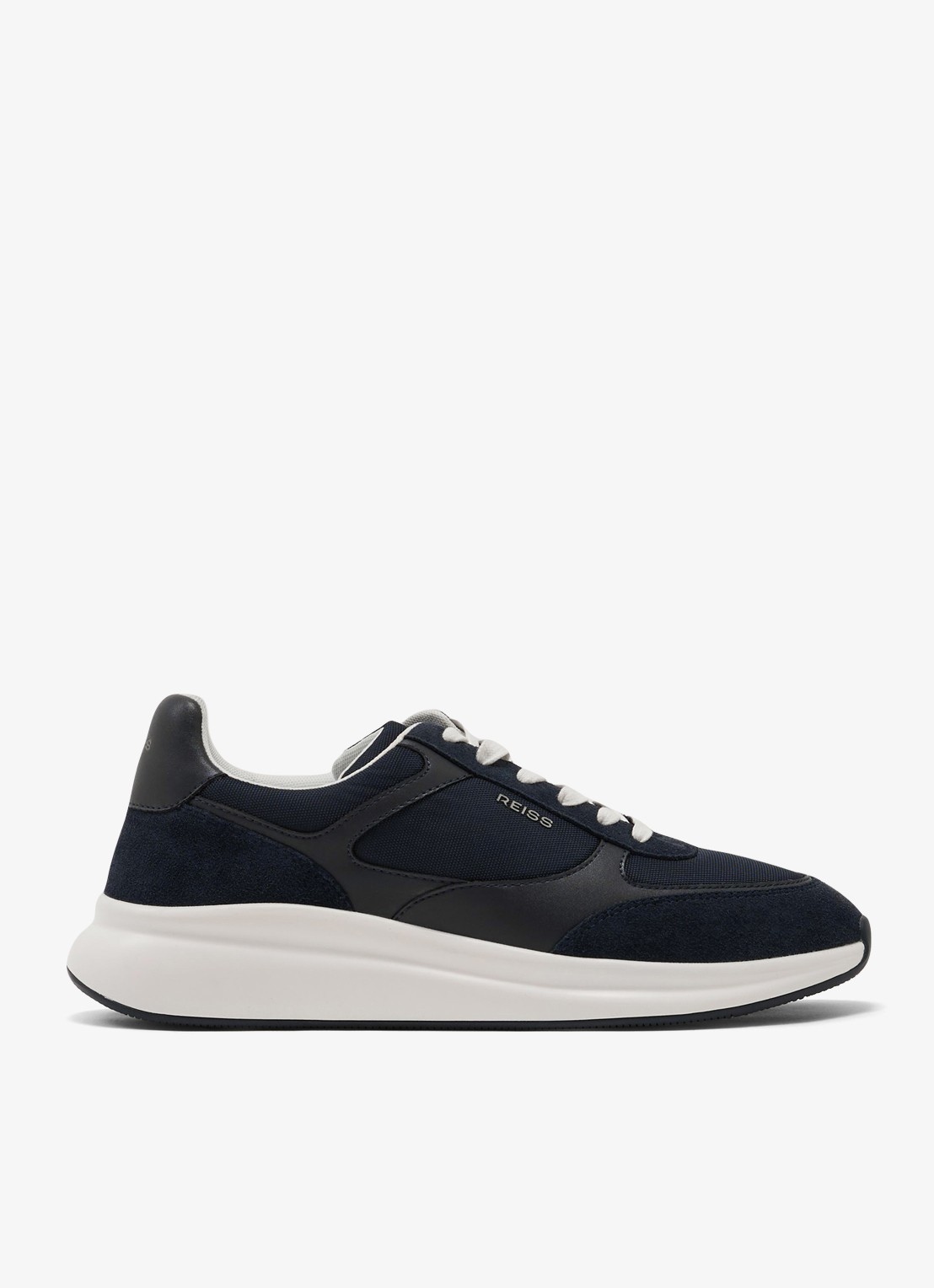 Reiss Hudson sneakers van leer met suéde details - voorkant 3 dark navy / blauw