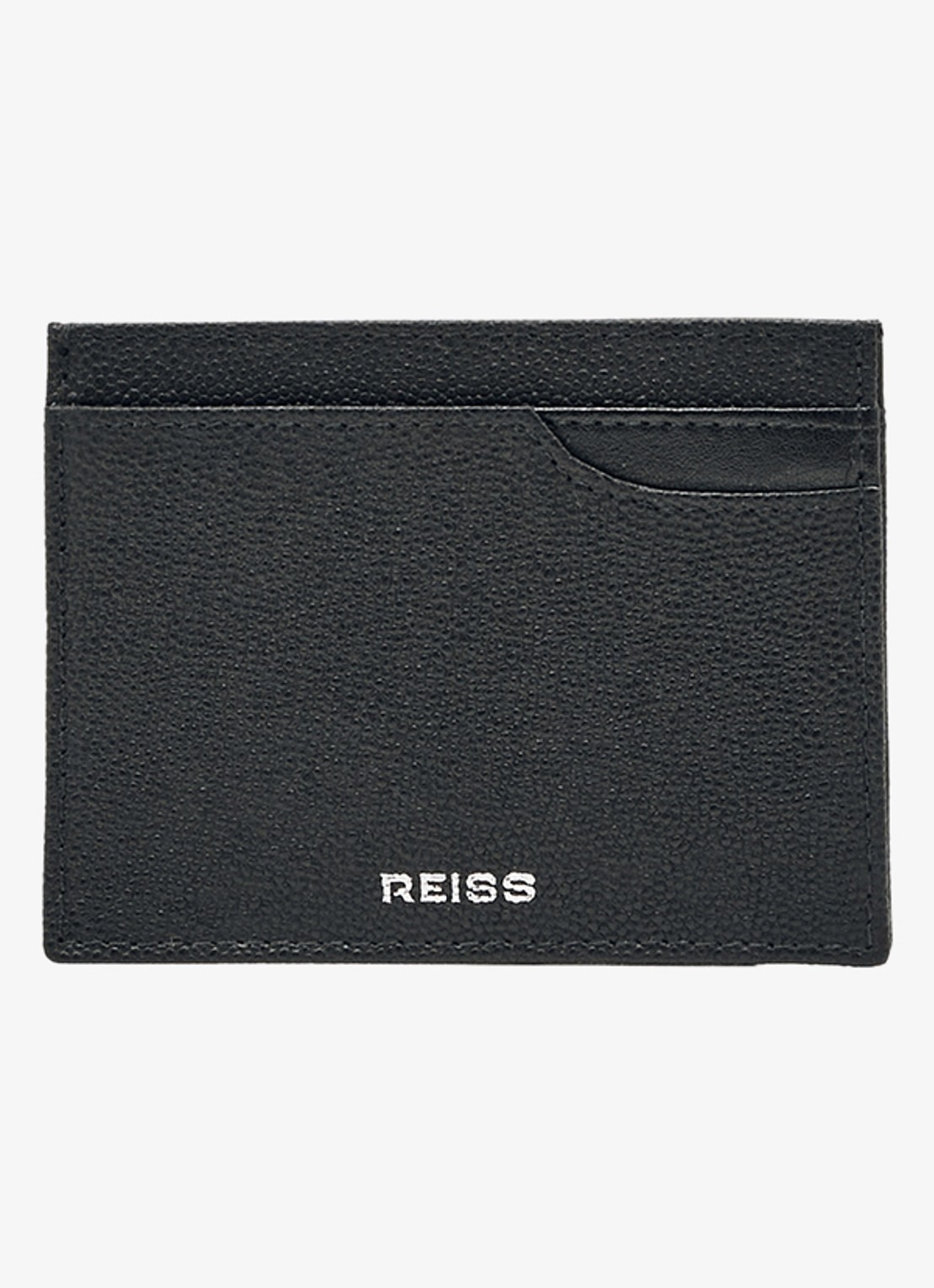 Reiss Hugo pasjeshouder van leer met structuur - voorkant 3 black / zwart