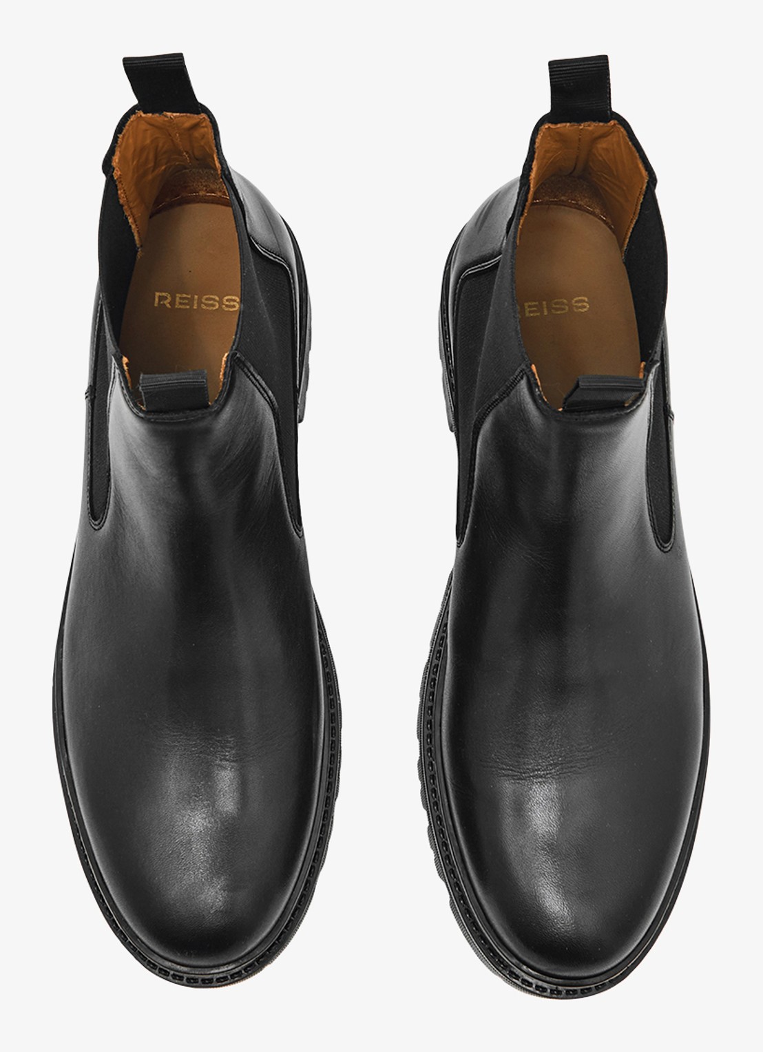 Reiss Huxley chelsea boot van leer - detail 4 black / zwart