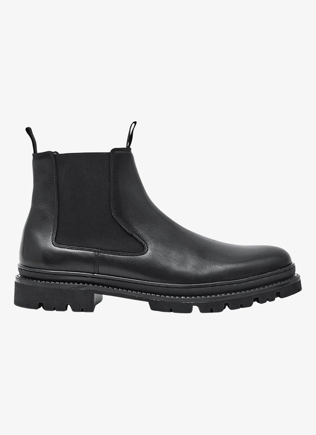 Reiss Huxley chelsea boot van leer - voorkant 2 black / zwart