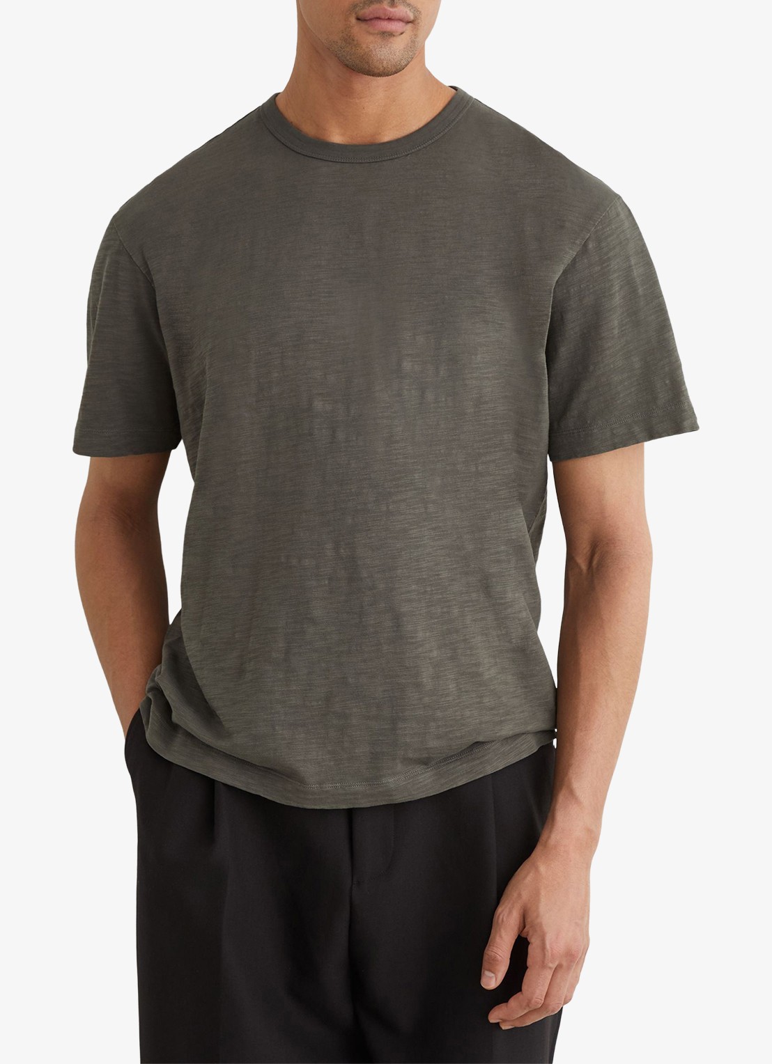 Reiss Huxley T-shirt met gemêleerd dessin - detail 4 khaki