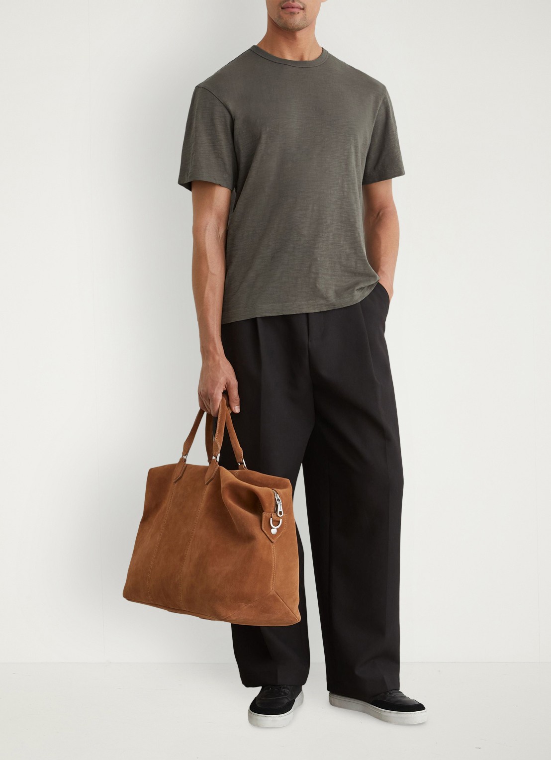 Reiss Huxley T-shirt met gemêleerd dessin - voorkant 2 khaki