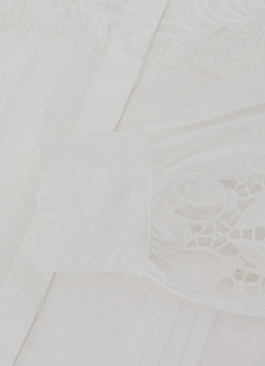 Reiss Ida blouse van linnen met broderie  - detail 7 wit
