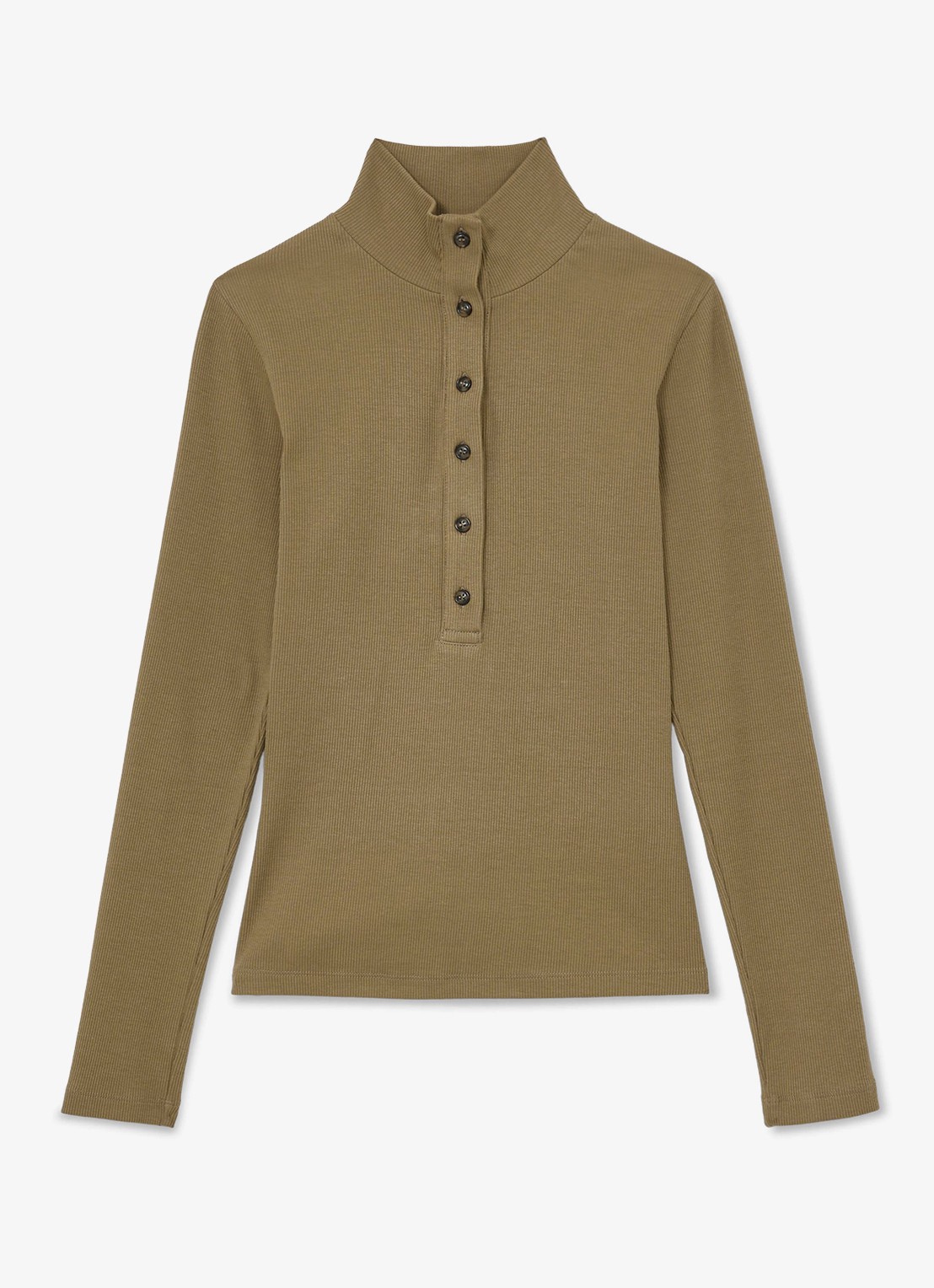 Reiss Ida top opstaande kraag - voorkant donkerbeige