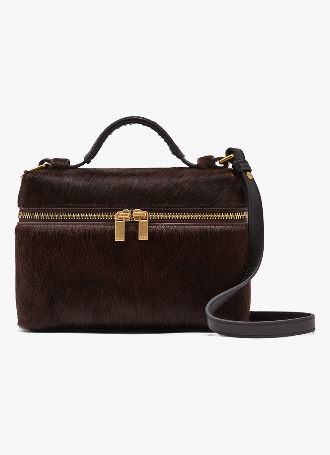 Reiss Ines crossbodytas van leer - voorkant donkerbruin