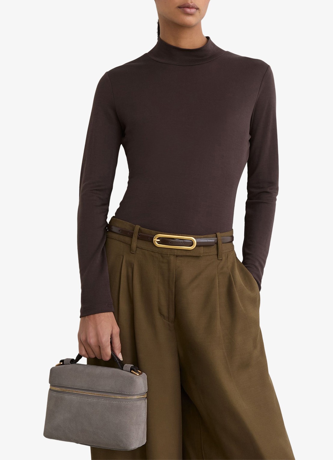Reiss Ines handtas van suède met afneembare schouderriem - detail 2 grey / grijs