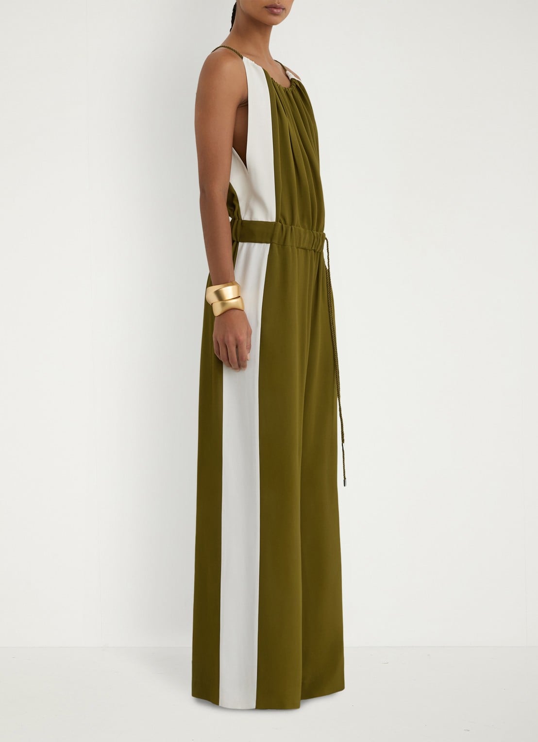 Reiss Inez wide fit jumpsuit met trekkoord - detail 5 groen