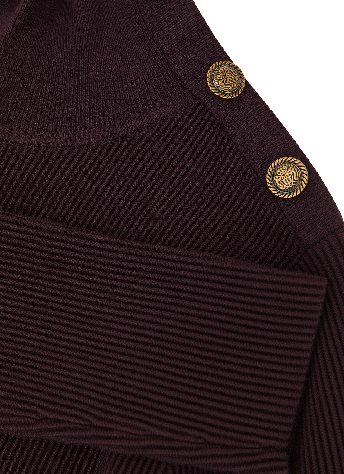 Reiss Isabella ribgebreide top met opstaande kraag - detail 5 bordeauxrood