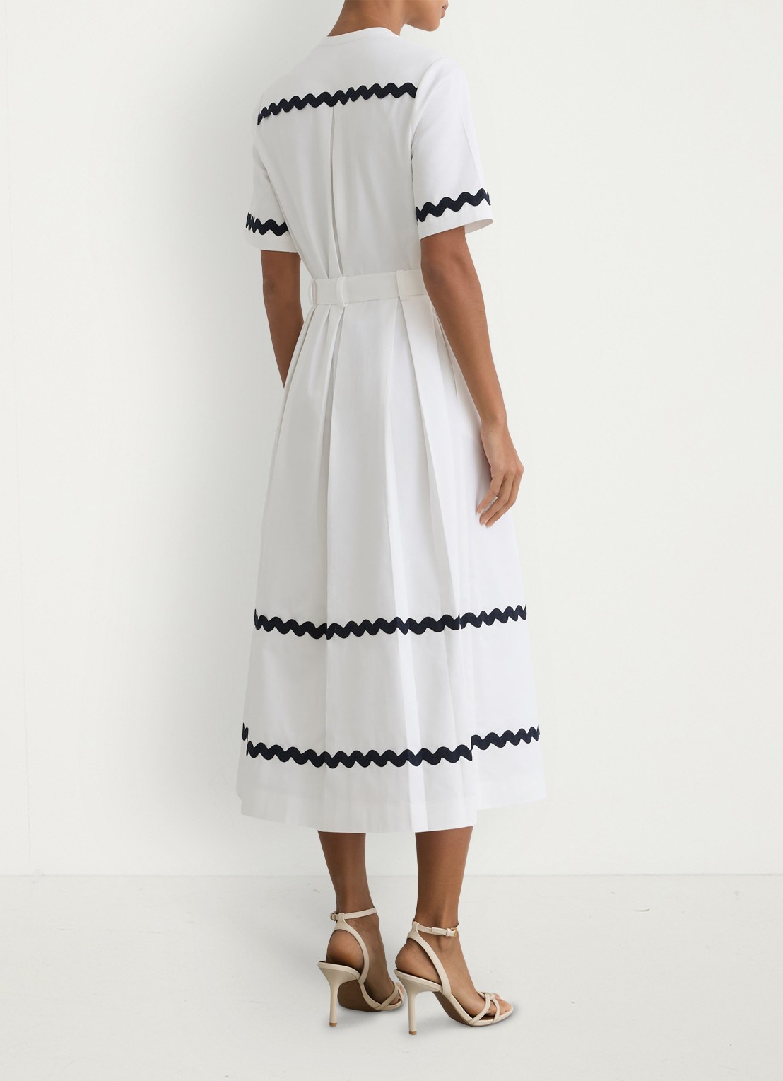 Reiss Isabelle midi jurk met strikceintuur - achterkant 2 gebroken wit