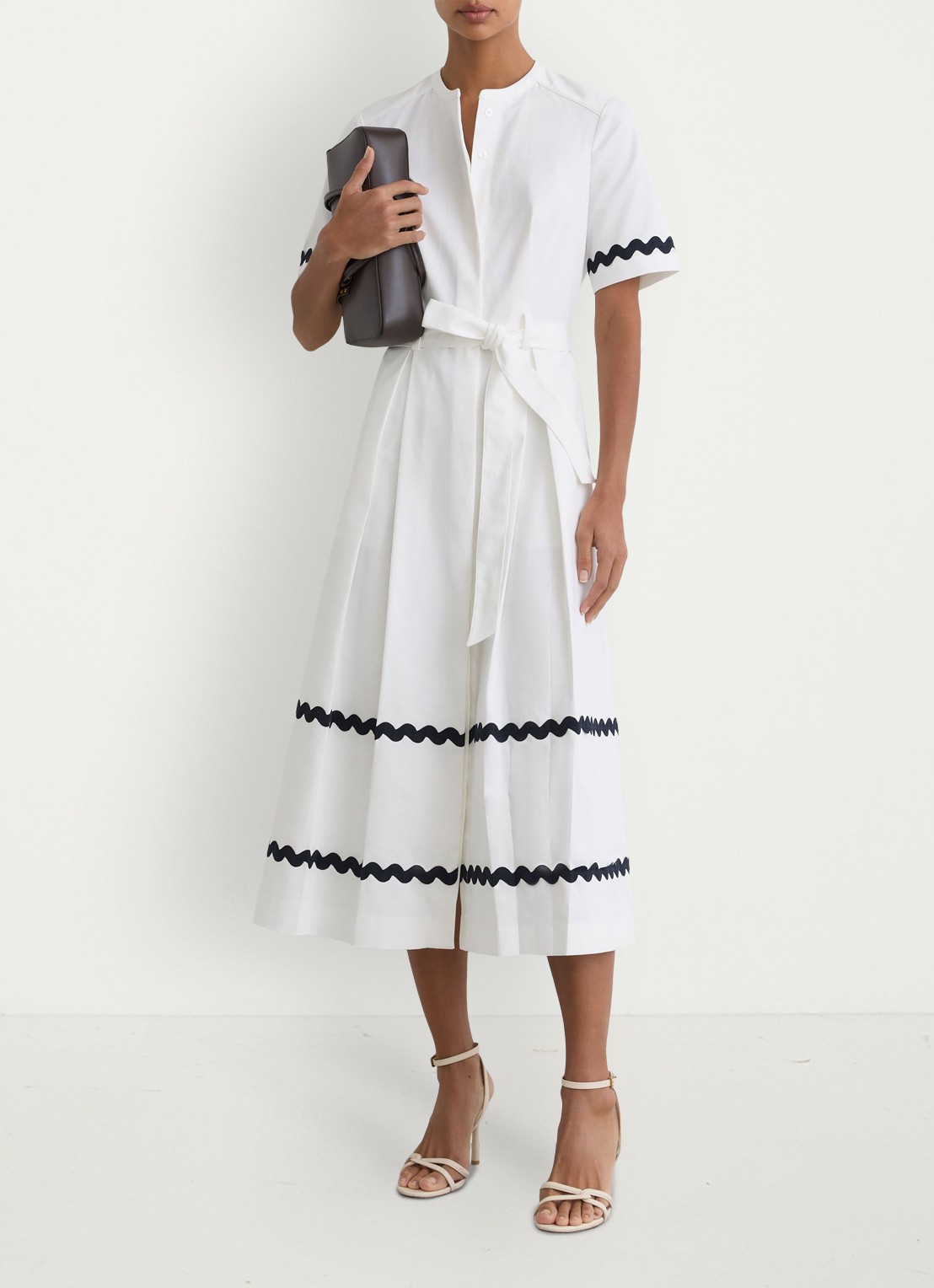 Reiss Isabelle midi jurk met strikceintuur - detail 3 gebroken wit