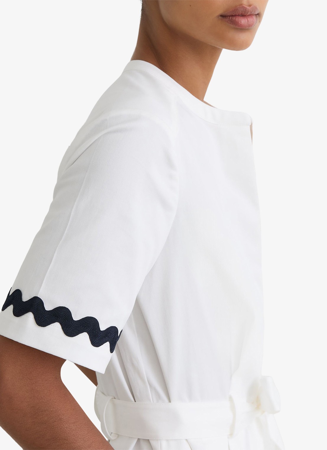 Reiss Isabelle midi jurk met strikceintuur - detail 5 gebroken wit