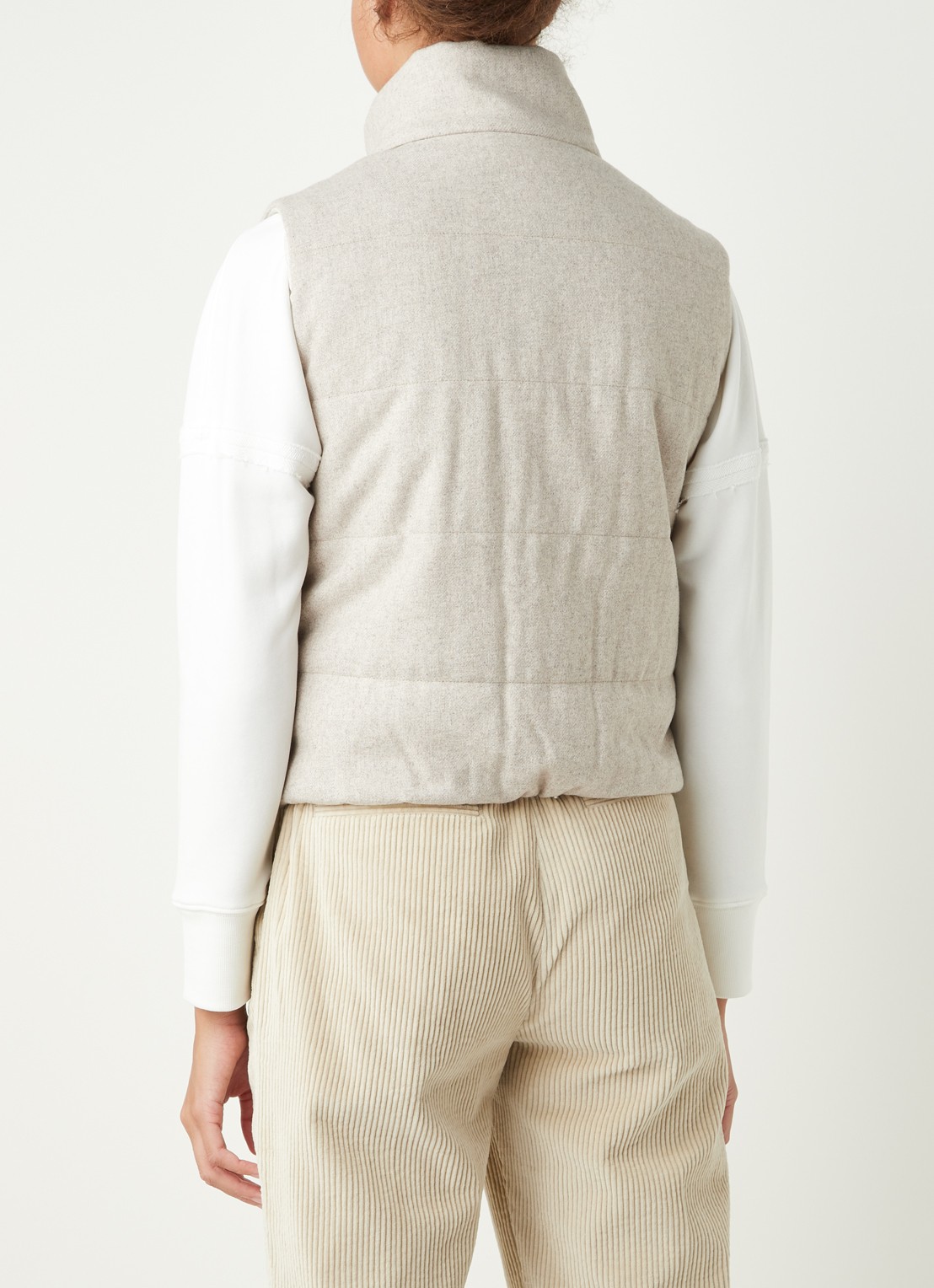 Reiss Ivy reversible gewatteerde bodywarmer in wolblend - achterkant 4 beige