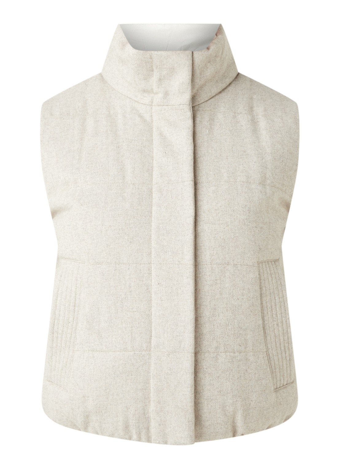Reiss Ivy reversible gewatteerde bodywarmer in wolblend - voorkant 2 beige