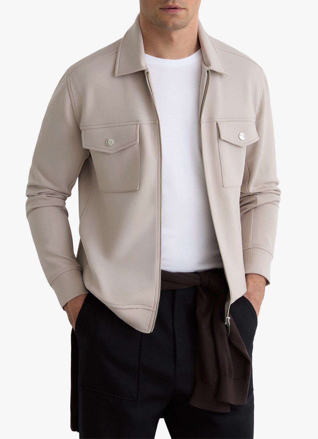 Reiss Jack met borstzakken - detail 4 beige