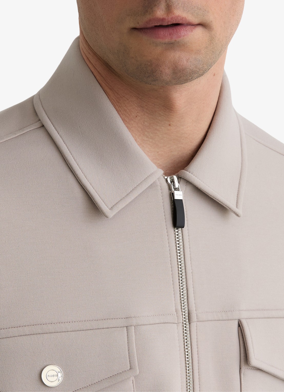 Reiss Jack met borstzakken - detail 5 beige