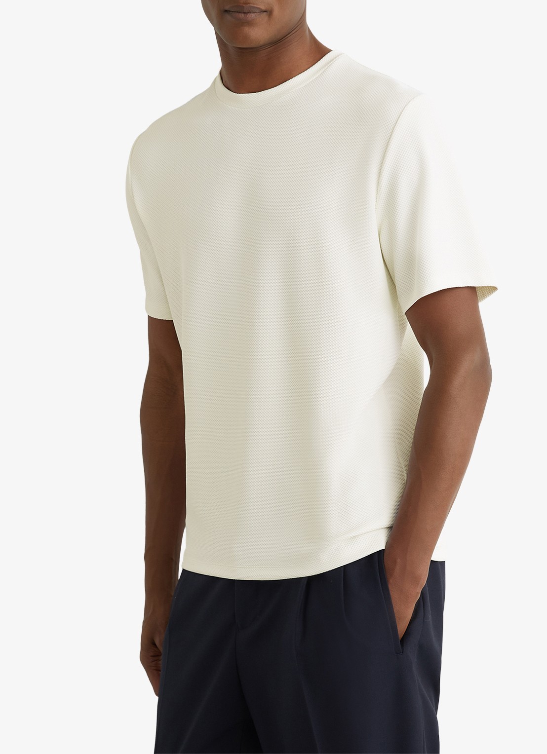 Reiss Jack T-shirt met structuur en ronde hals - detail 2 wit
