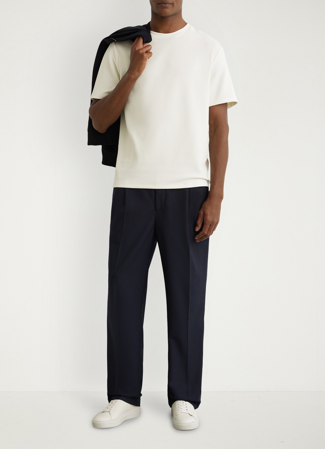 Reiss Jack T-shirt met structuur en ronde hals - voorkant 6 wit