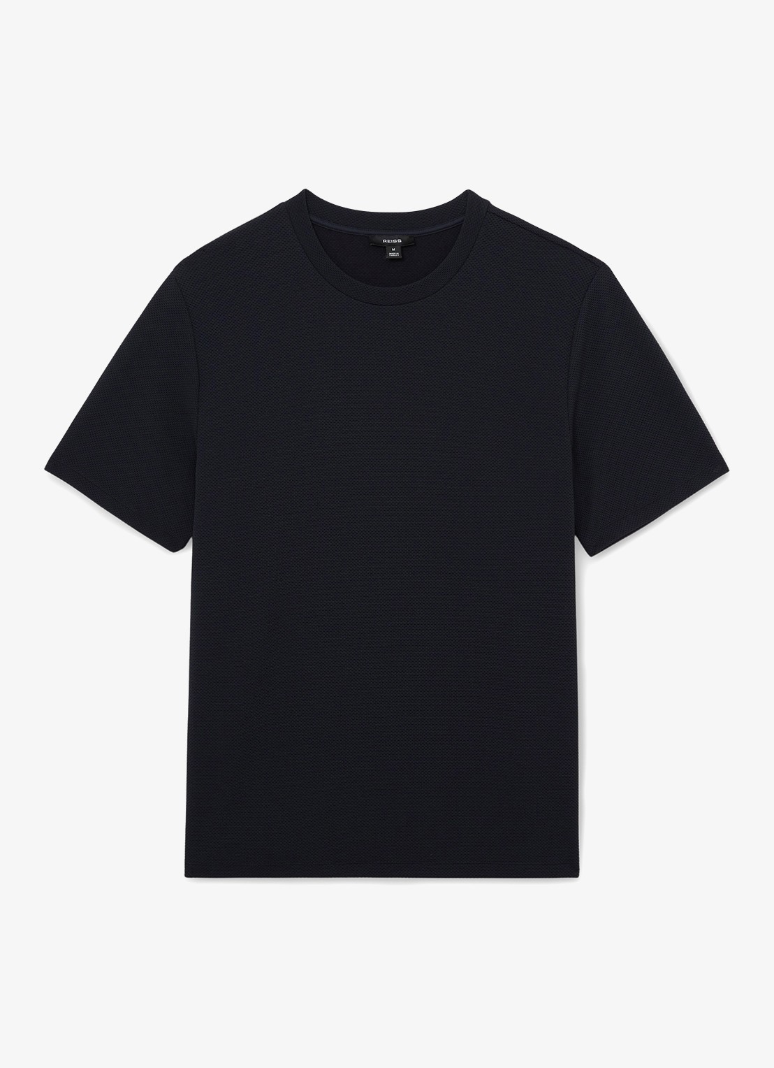 Reiss Jack T-shirt met structuur en ronde hals - voorkant 4 donkerblauw