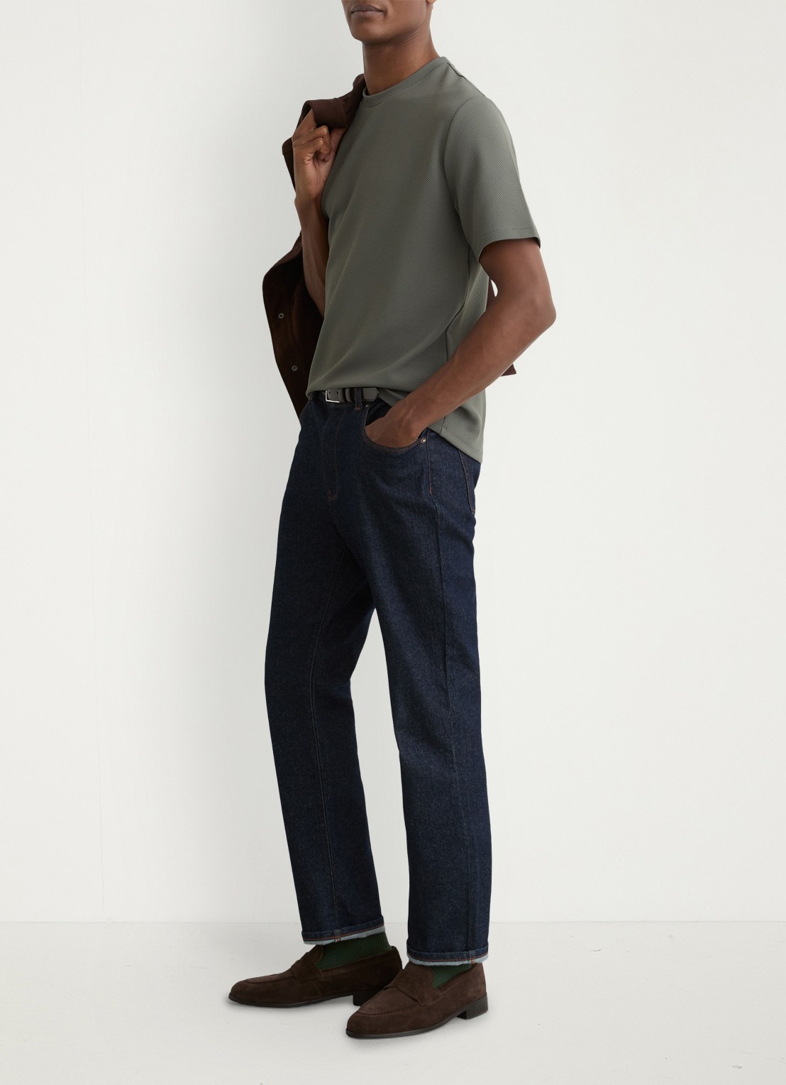 Reiss Jack T-shirt met structuur en ronde hals - voorkant 3 groen
