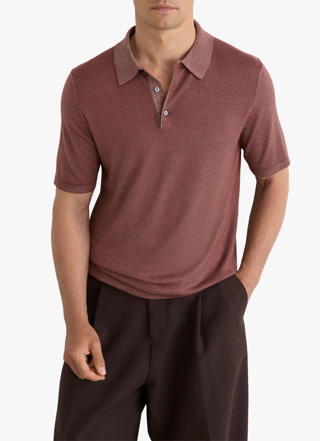Reiss Jackdaw regular fit polo met strucuur - detail 2 rose pink / roze