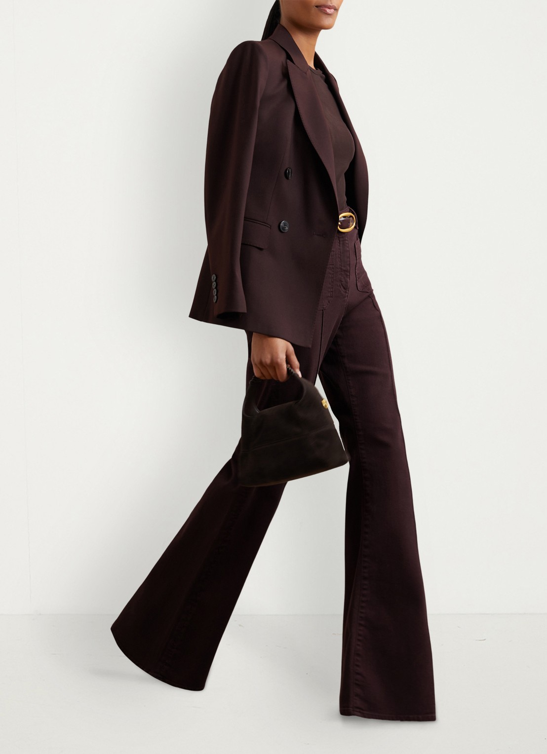 Reiss Jada longsleeve met ronde hals - voorkant 2 donkerbruin