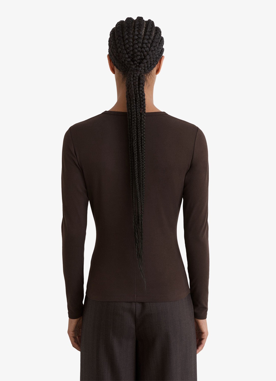Reiss Jada longsleeve met ronde hals - achterkant 6 chocoladebruin